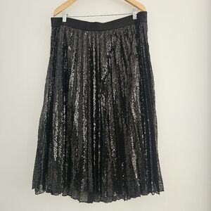Simply Vera Vera Wang Black Sequin Pleated Skirt Size XL